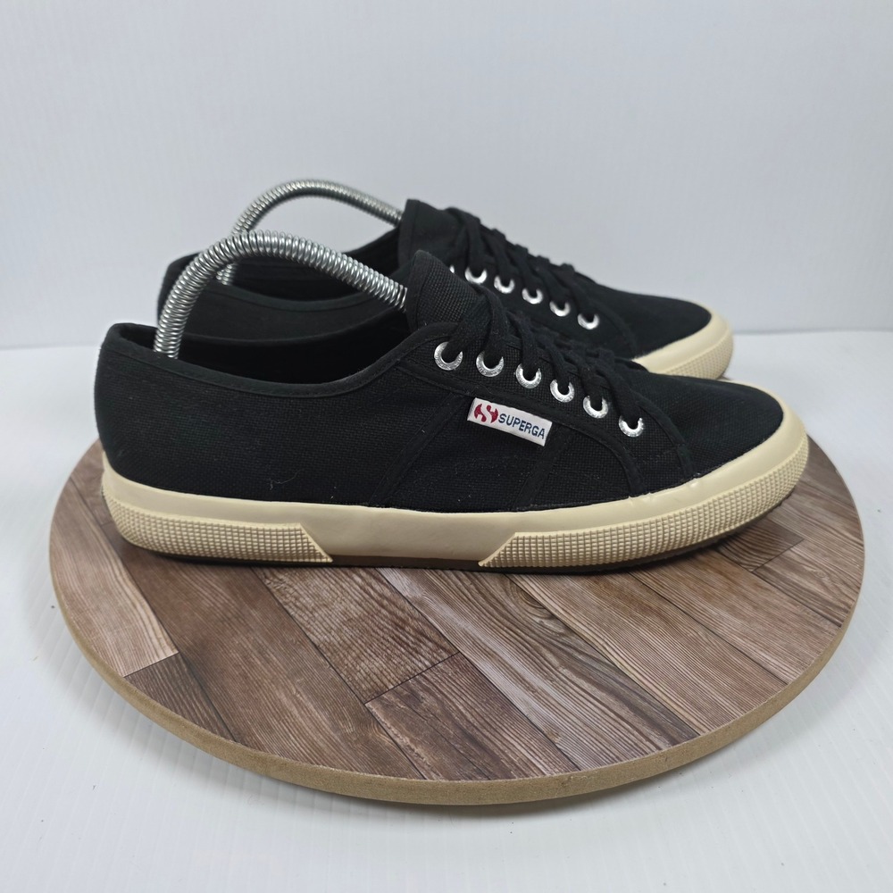 Superga 2750 Cotu Classic Sneakers M9.5/W11.5 Black Canvas Low Top Lace Up Shoes - Picture 2 of 10